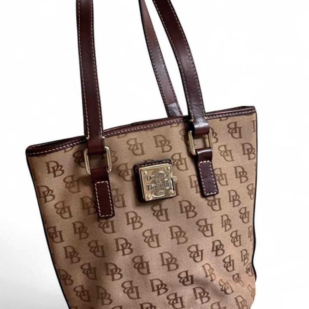 Vintage Dooney & Bourke DB Monogram Small Bucket Tote Bag Brown